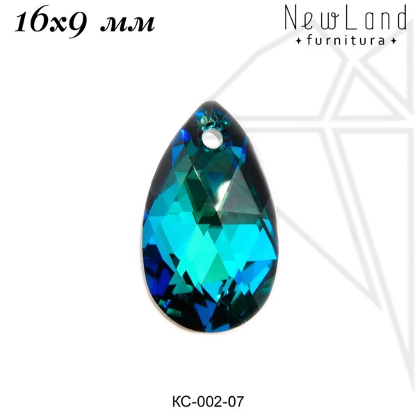 Кристаллы Сваровски капля 16х9 мм (Bermuda blue)